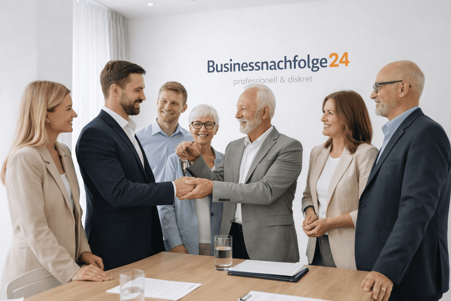 Übergabegespräch zwischen Unternehmerfamilie und Nachfolgeteam